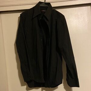 Elegant Black Pinstripe Men's Dress Shirt
